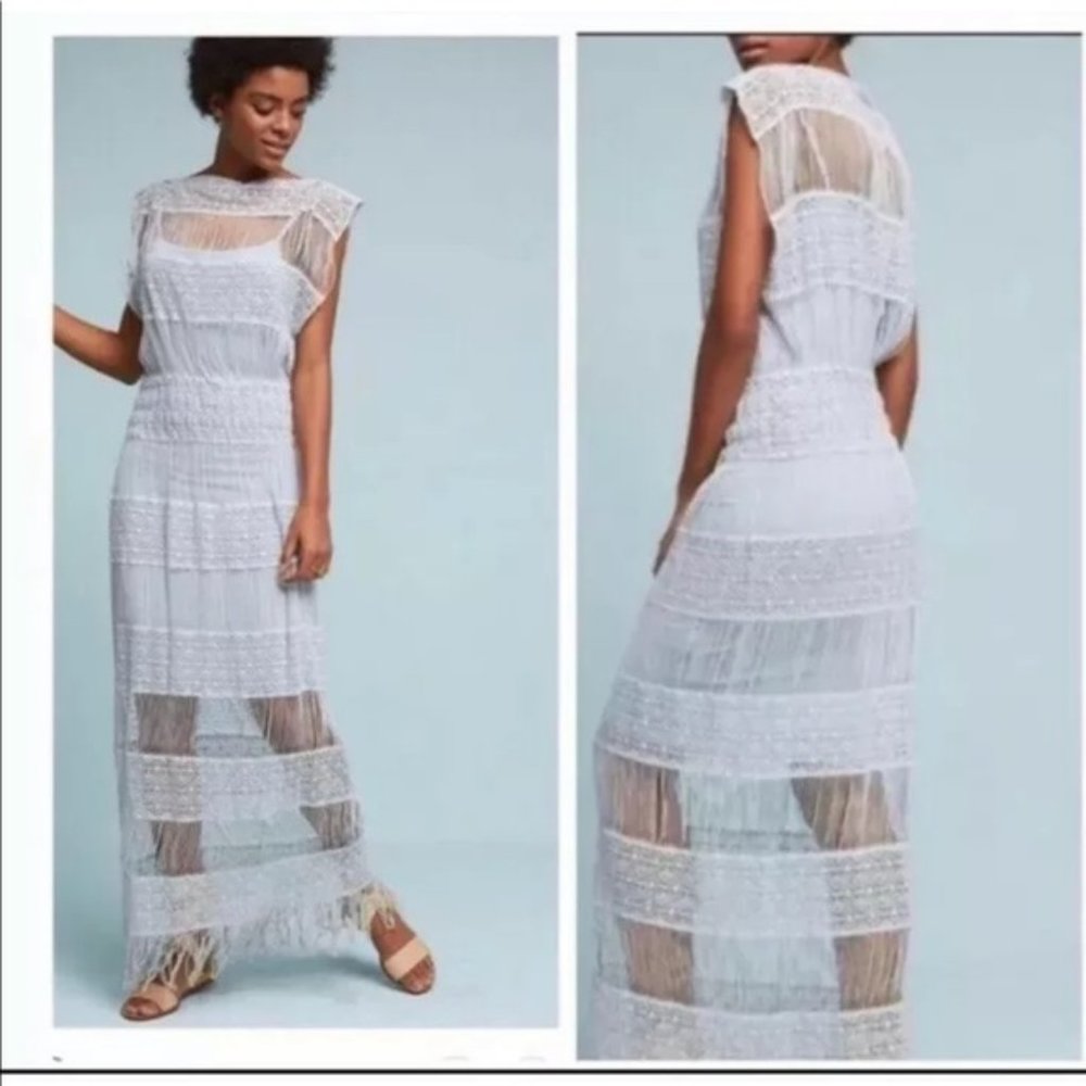 Sea Blue Unique Floor Length Dress